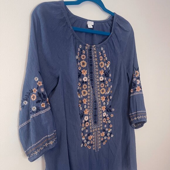 J. Jill Wildflower Embroidered 3/4 Sleeves Oversized Top Size S - Picture 4 of 8